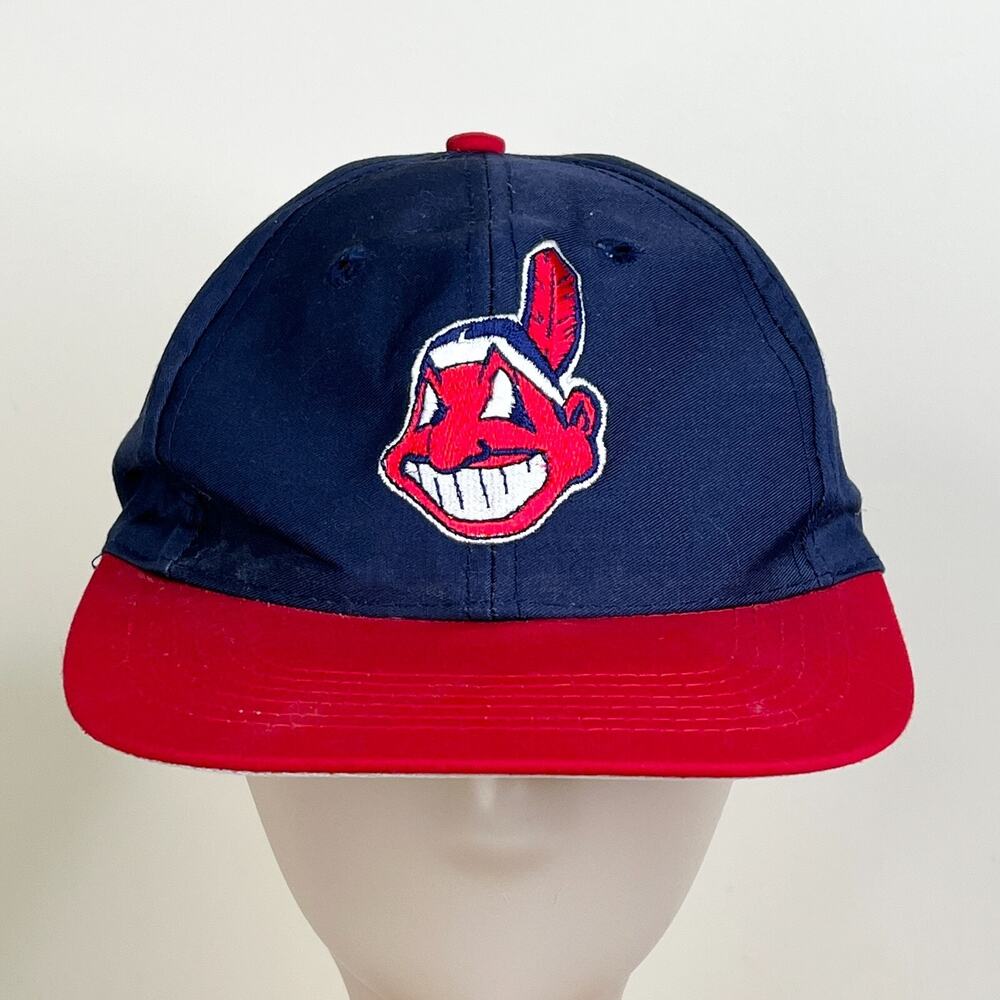 MLB VTG 90s Cleveland Indians Chief Wahoo Snapback Cap Hat Youth OS One Size
